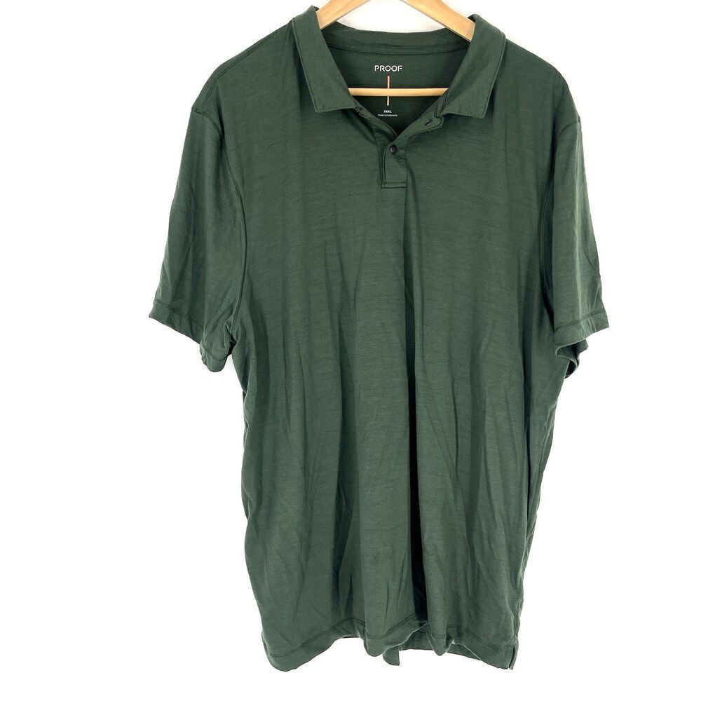 Proof Polo Shirt Size XXL Mens Green Merino Wool Performance Snap Huckberry
